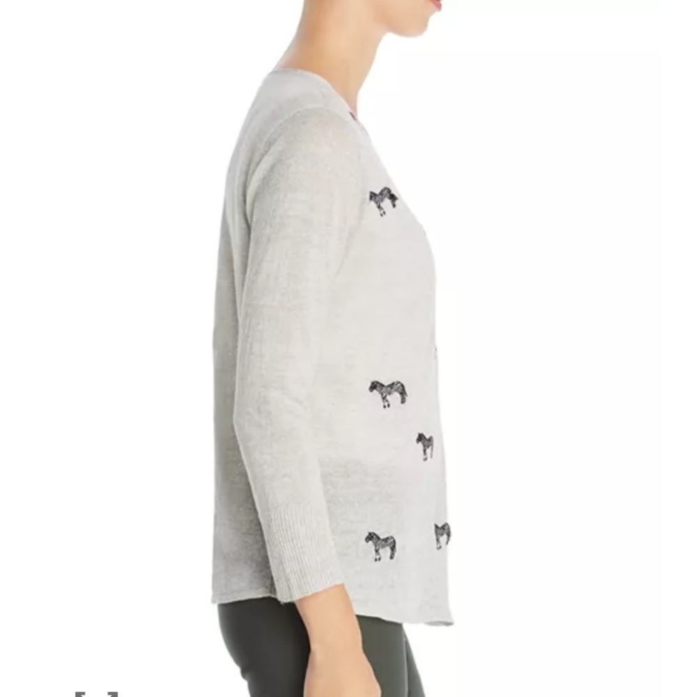 Nic + Zoe Embroidered Zebra Crossing Linen Blend Button Up Cardigan. Vneck. Ps — image 3 of 8